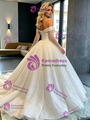 White Sequins Off the Shoulder Wedding Dress