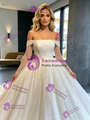 White Sequins Off the Shoulder Wedding Dress