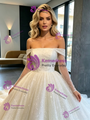 White Sequins Off the Shoulder Wedding Dress