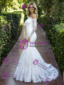 White Mermaid Lace Long Sleeve Wedding Dress
