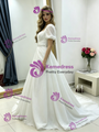 White Chiffon Square Neck Pleats Wedding Dress