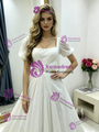 White Chiffon Square Neck Pleats Wedding Dress