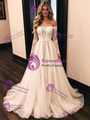 Simple White Tulle Lace Long Sleeve Wedding Dress