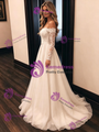 Simple White Tulle Lace Long Sleeve Wedding Dress