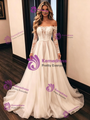 Simple White Tulle Lace Long Sleeve Wedding Dress