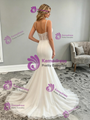 White Mermaid Tulle Spaghetti Straps Wedding Dress