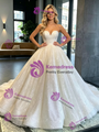 White Sequins Strapless Wedding Dress