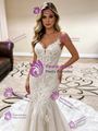 White Mermaid Tulle Lace Straps Wedding Dress