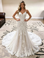 White Mermaid Tulle Lace Straps Wedding Dress