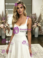 White Straps Appliques Wedding Dress
