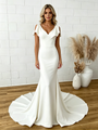 White Mermaid V-neck Wedding Dress