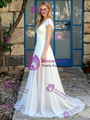 White Chiffon V-neck Wedidng Dress