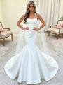 White Mermaid Satin Halter Wedding Dress