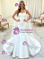 White Mermaid Satin Halter Wedding Dress