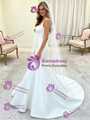 White Mermaid Satin Halter Wedding Dress
