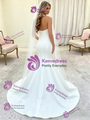 White Mermaid Satin Halter Wedding Dress