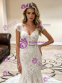White Mermaid Tulle Lace V-neck Wedding Dress