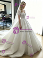 White Sequins Puff Sleeve Wedding Dress