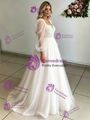 Tulle Long Sleeve Square Neck Wedding Dress