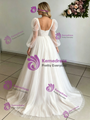 Tulle Long Sleeve Square Neck Wedding Dress