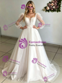 Tulle Long Sleeve Square Neck Wedding Dress