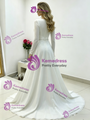 White Chiffon Long Sleeve Pleats Wedding Dress