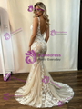 Champagne Mermaid Appliques Wedding Dress
