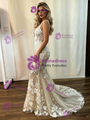Champagne Mermaid Appliques Wedding Dress