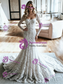 White Mermaid Lace Long Sleeve Wedding Dress