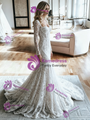 White Mermaid Lace Long Sleeve Wedding Dress