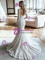 White Mermaid Lace Long Sleeve Wedding Dress