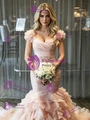 Pink Mermaid Tulle Pleats Wedding Dress