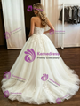 White Tulle Appliques Strapless Wedding Dress