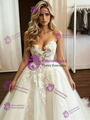 White Tulle Appliques Strapless Wedding Dress