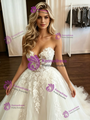 White Tulle Appliques Strapless Wedding Dress