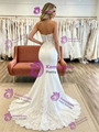 White Mermaid Strapless Appliques Wedding Dress