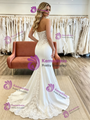 White Mermaid Strapless Appliques Wedding Dress