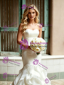 Beige White Mermaid Strapless Wedding Dress