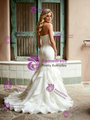 Beige White Mermaid Strapless Wedding Dress