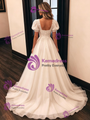 White Tulle Puff Sleeve Wedding Dress
