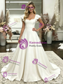 White Square Neck Wedding Dress