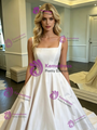 Simple White Satin Straps Wedding Dress