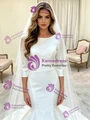 White Mermaid Satin Short Sleeve Wedding Dress