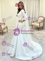 White Mermaid Satin Short Sleeve Wedding Dress