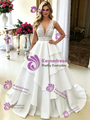 White V-neck Lace Wedding Dress