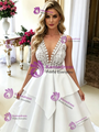 White V-neck Lace Wedding Dress