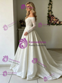 White Long Sleeve Lace Off the Shoulder Wedding Dress