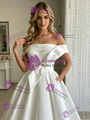 White Satin Off the Shoulder Wedding Dress