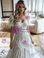 White Mermaid Lace Off the Shoulder Wedding Dress