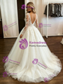 White Tulle Lace Appliques Long Sleeve Wedding Dress